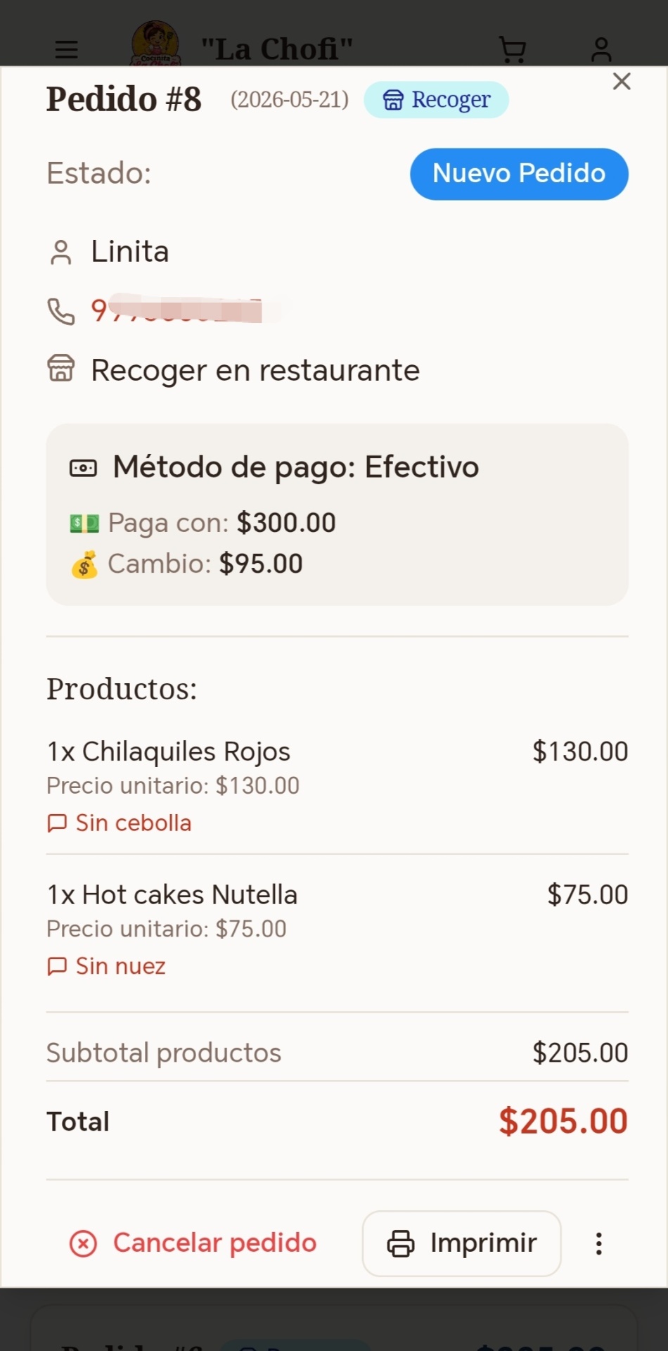 Detalle de pedido